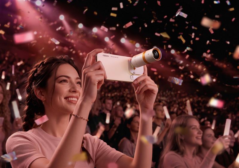 OPPO Find X10旗艦新機,搭載哈蘇雙2億畫素主鏡頭與潛望式長焦鏡頭,支援8K 30fps高畫質錄影,並配備8,000mAh大容量電池,搭配5G月租2,699元,即享專案價0元,還可享加購哈蘇增距鏡套組現折2,000元優惠,提升遠距拍攝效果,讓追星族輕鬆捕捉舞台上的偶像神情