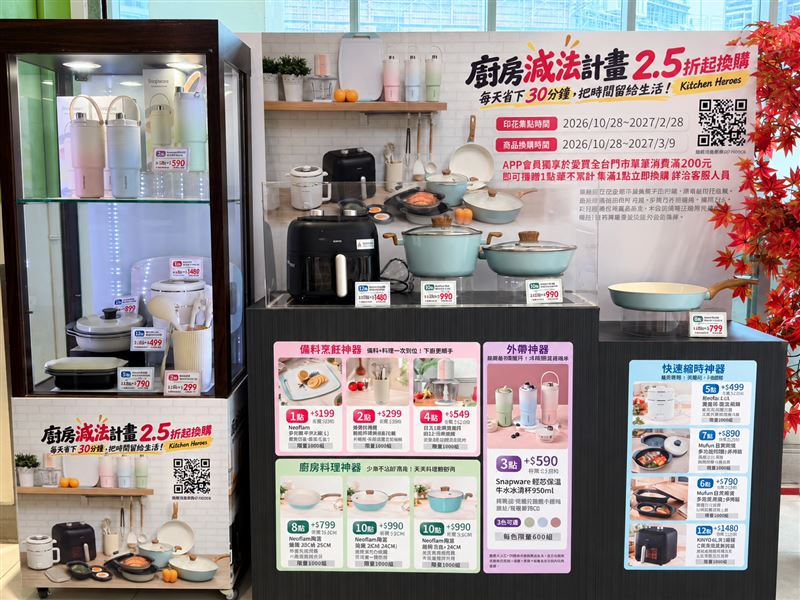 愛買集結各品牌好物神器!最低換購價199元即可帶走Neoflam廚具好物!(圖/愛買提供)