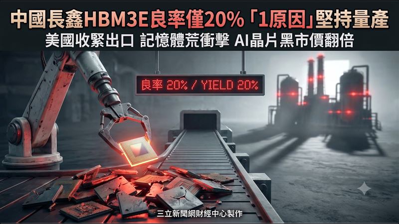 中國長鑫HBM3E良率僅20%　1原因堅持量產