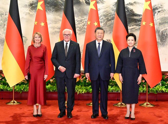 德國總統與習近平會晤,促中國縮小對德貿易順差。(圖/翻攝自X平台 @berlinerzeitung)