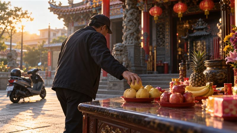 男子去年因一時口渴,偷走宮廟供桌上1顆價值80元的水梨,事後被廟方發現報警逮人,付出賠償與罰金共5000元,相當於水梨價值的62.5倍。(示意圖/AI製圖)