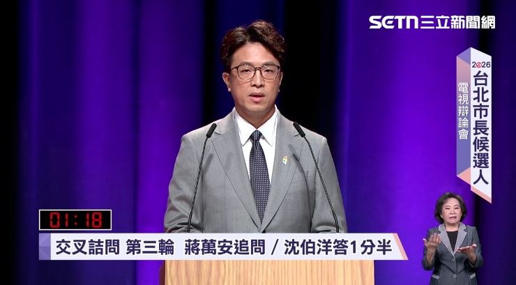 交叉詰問第三輪,蔣萬安追問,沈伯洋回答。(圖/翻攝畫面)